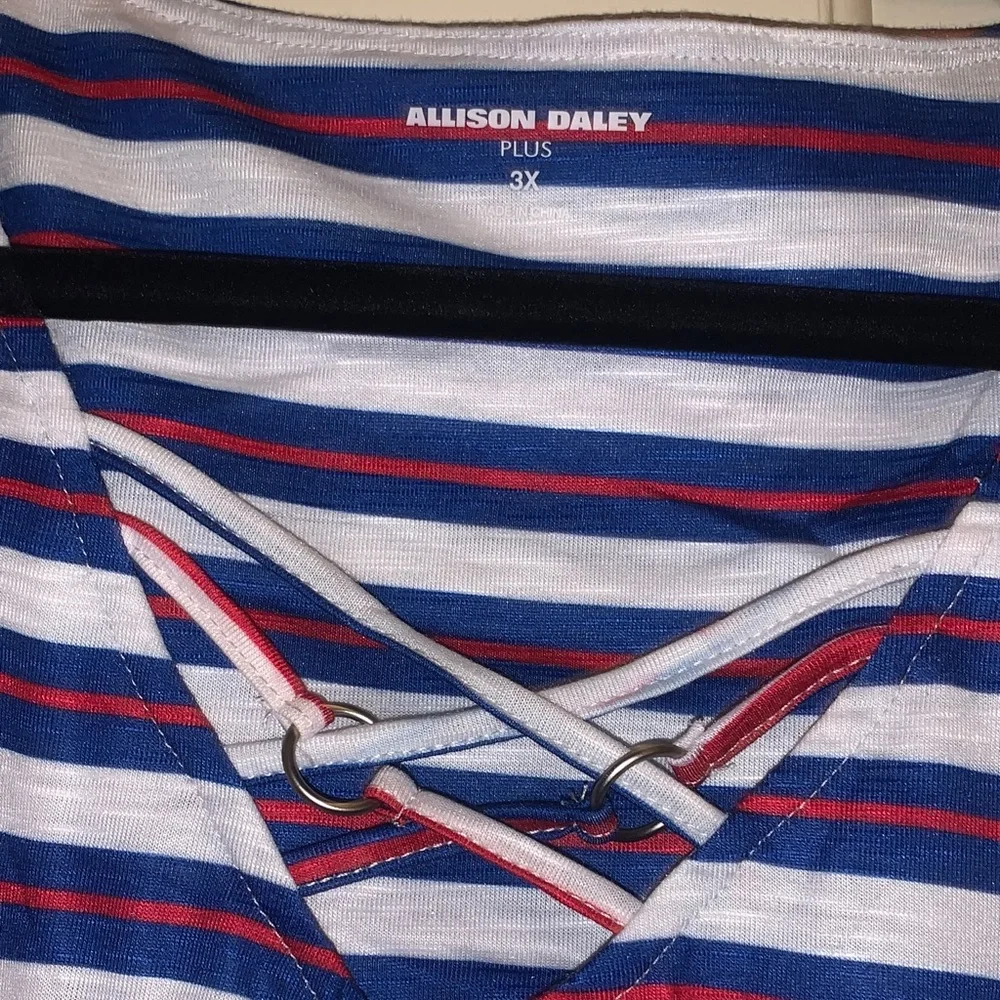 NWT Allison Daley Multicolor Striped Short Sleeve Top - Picture 3 of 4